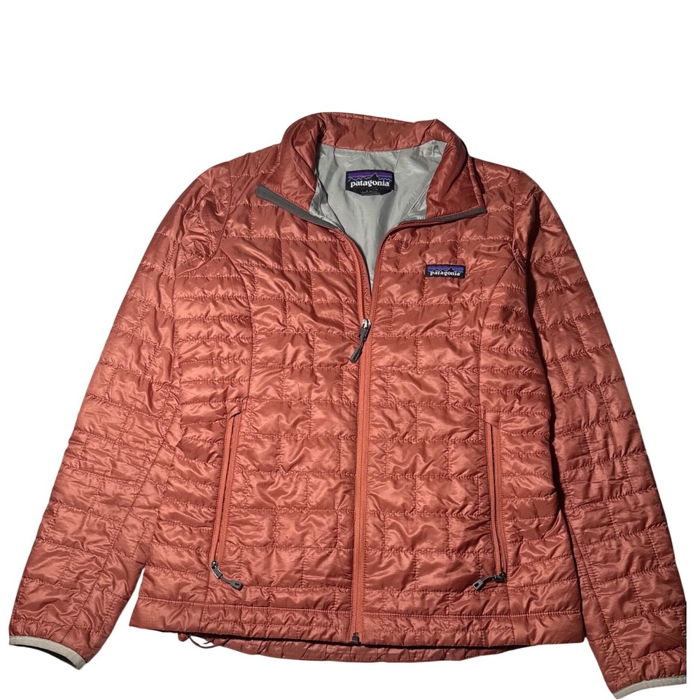 Patagonia Nano Puff Jacket Womens Small Rust Orange Full Zip Quilted Insulated